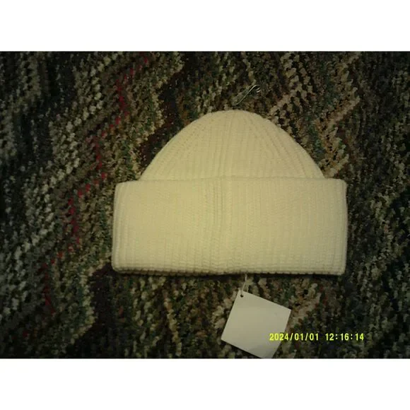 Coach Cream White Tonal Patch Beanie